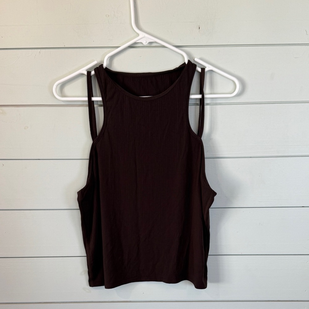 Lululemon ribbed brown cotton tank top women's size‎ 8-10